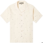 Kartik Research Men's Mirror Embroidery Vacation Shirt in Ecru/Mirrors
