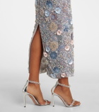 Rachel Gilbert Embellished floral-appliqué midi dress