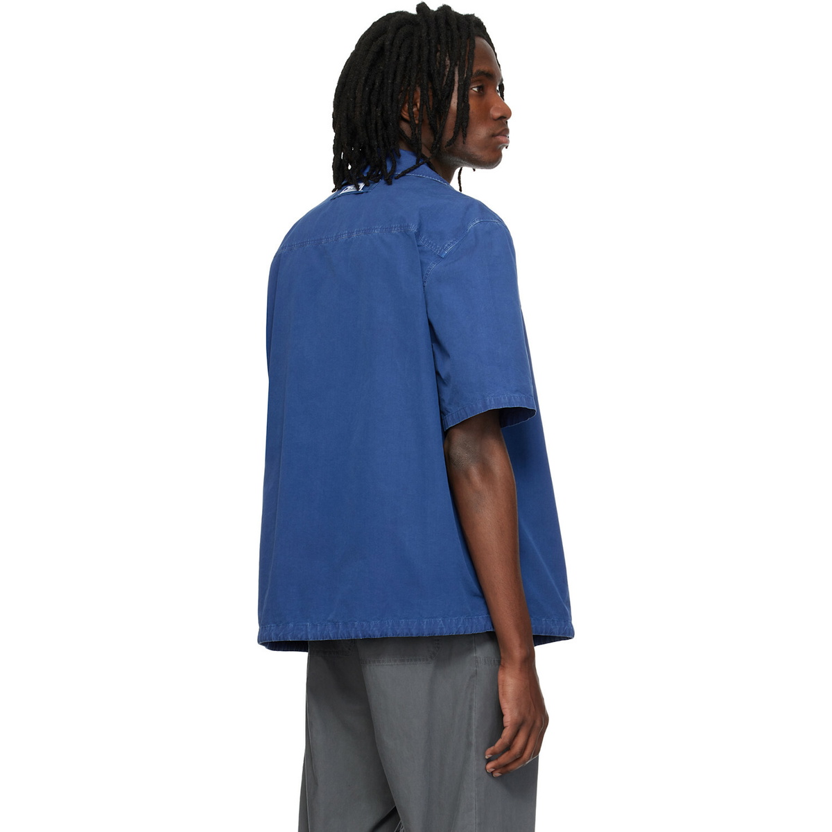 Marni Blue Drawstring Hem Cotton Shirt