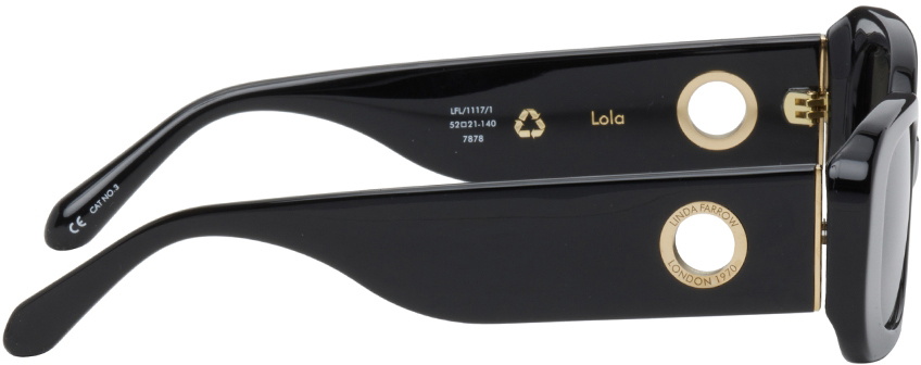 LINDA FARROW Black Rectangular Lola Sunglasses