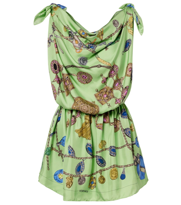 Photo: Versace Printed silk twill minidress