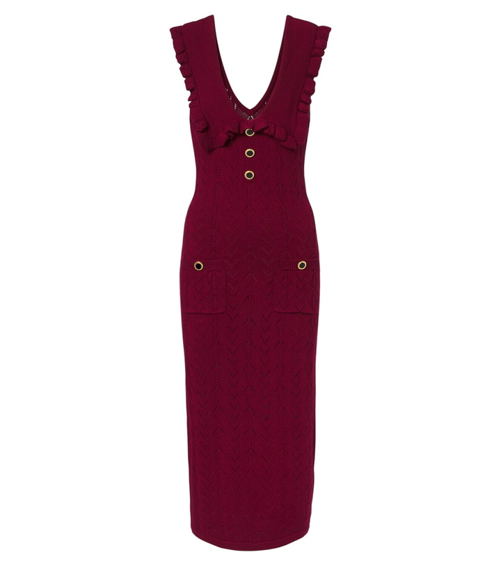 Photo: Alessandra Rich Ruffled knitted pointelle midi dress