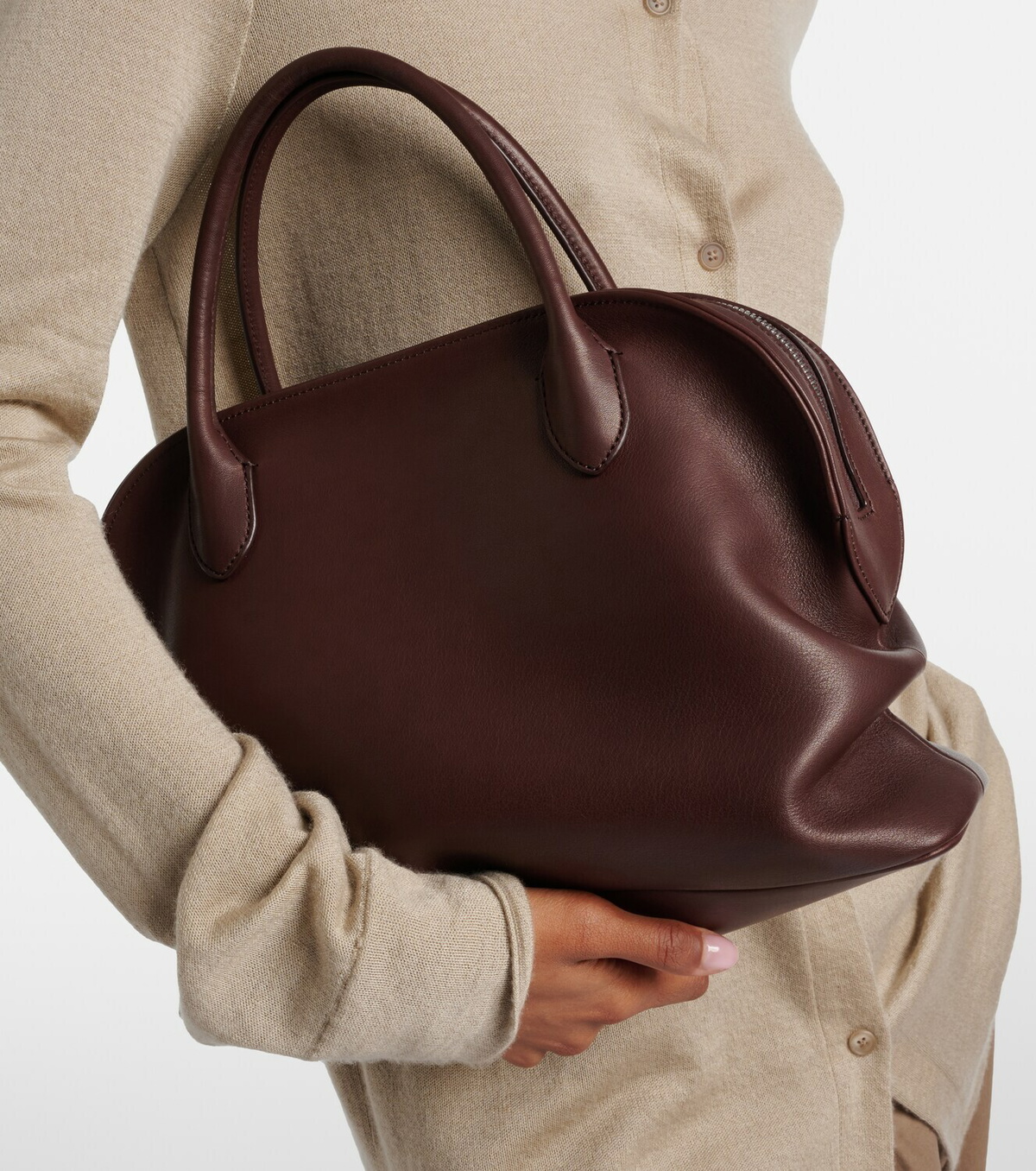 The Row Agnes 12 leather top-handle bag