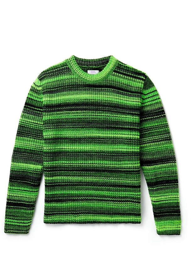 Photo: ERL - Embroidered Striped Virgin Wool-Blend Sweater - Green