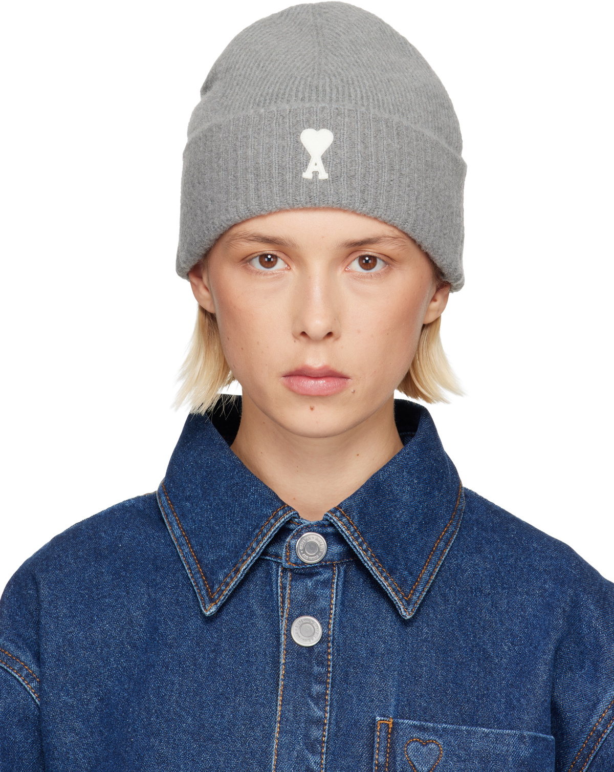 新品　ami paris ブルー アルパカAMI DE COEUR ビーニー AMI Paris Navy Red Ami de Cœur Beanie AMI