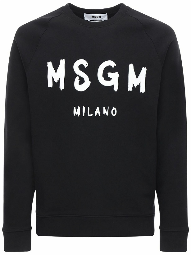 Photo: MSGM - Logo Print Brushed Cotton Sweatshirt