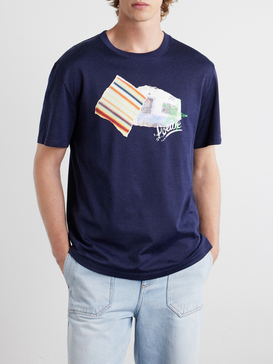 LOEWE - Paula's Ibiza Patch-Appliqué Cotton-Blend Jersey T-Shirt - Blue