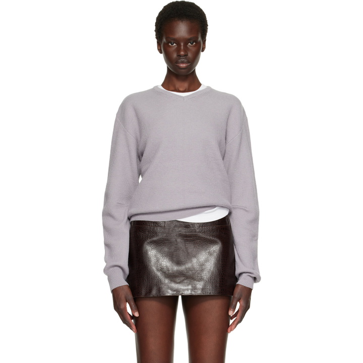 Photo: TONYWACK Gray Superfine Wool Commando V-Neck Sweater