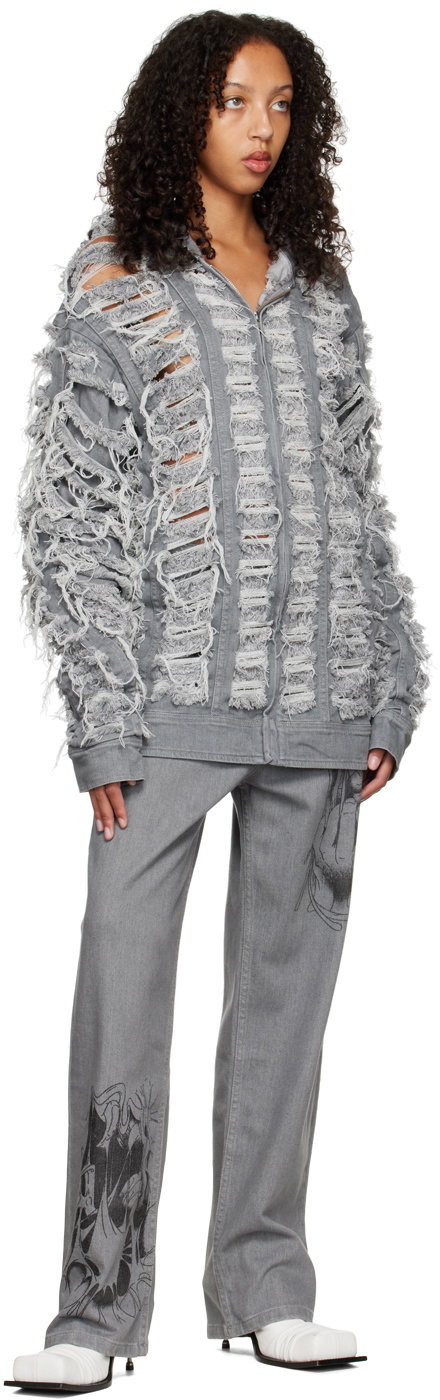 Sia Arnika Gray Print Baggy Jeans
