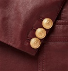 Gucci - Slim-Fit Horsebit Leather Blazer - Burgundy