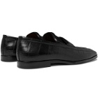 BOTTEGA VENETA - Croc-Effect Leather Loafers - Black
