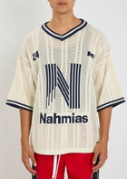 Nahmias Intarsia Open-knit Cotton Shirt Ivory