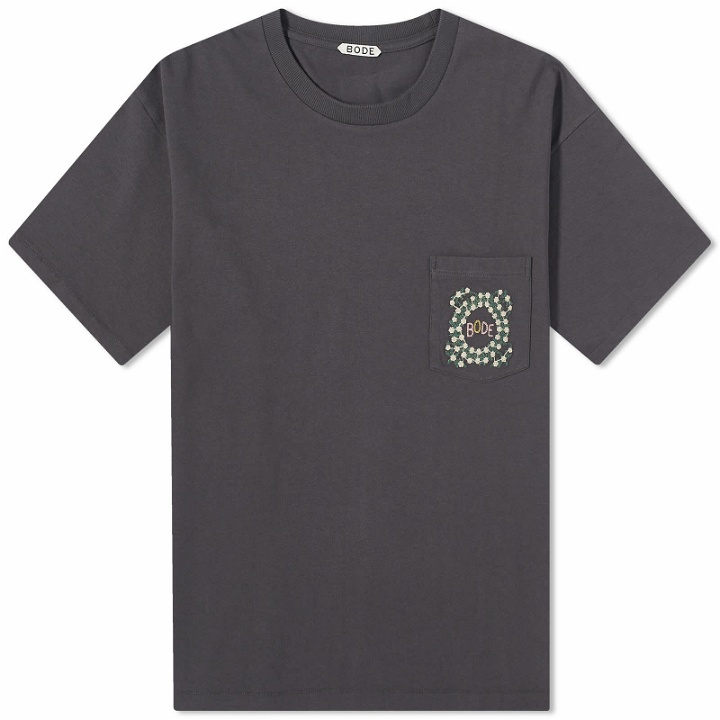 Photo: Bode Men's Daisy Never Tell Pocket T-Shirt in Charcoal