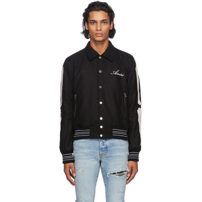 Photo: Amiri Black Chenille Bones Bomber Jacket