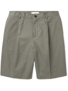 MR P. - Pleated Cotton-Twill Shorts - Green