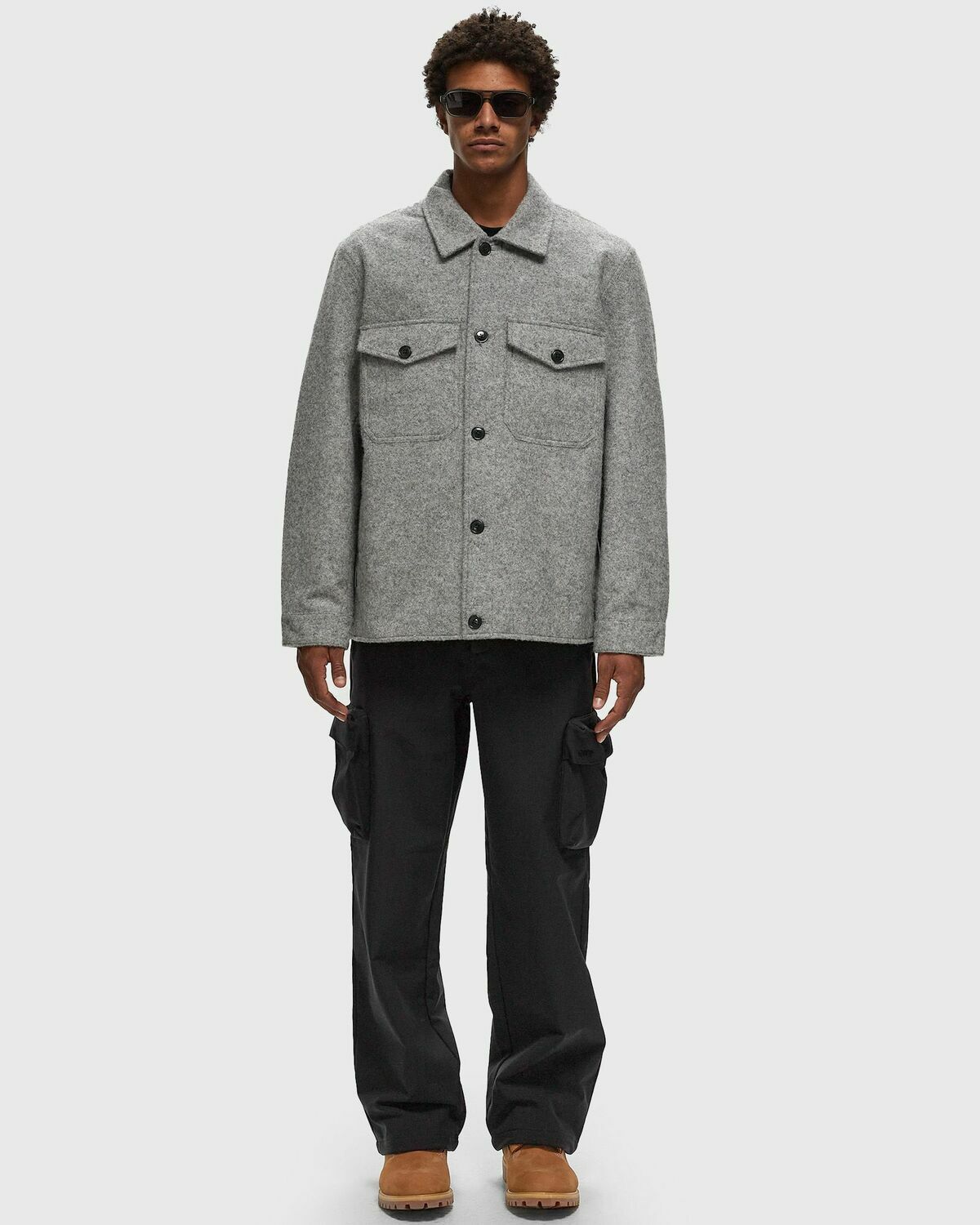 Woolrich Black Label Reflective Cropped Shirt Jacket Grey 
