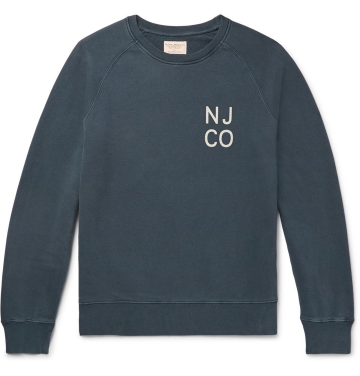 Photo: Nudie Jeans - Melvin Logo-Print Organic Loopback Cotton-Jersey Sweatshirt - Navy