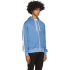 AMI Alexandre Mattiussi Blue Logo Embroidered Zipped Hoodie