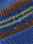 Pop Trading Company - Logo-Embroidered Striped Ribbed-Knit Beanie