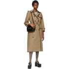 Gucci Beige and Brown GG Supreme Trench Coat