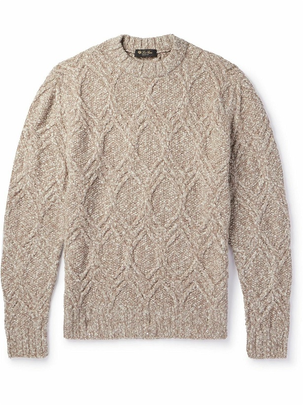 Photo: Loro Piana - Mélange Cable-Knit Wool and Cashmere-Blend Sweater - Neutrals