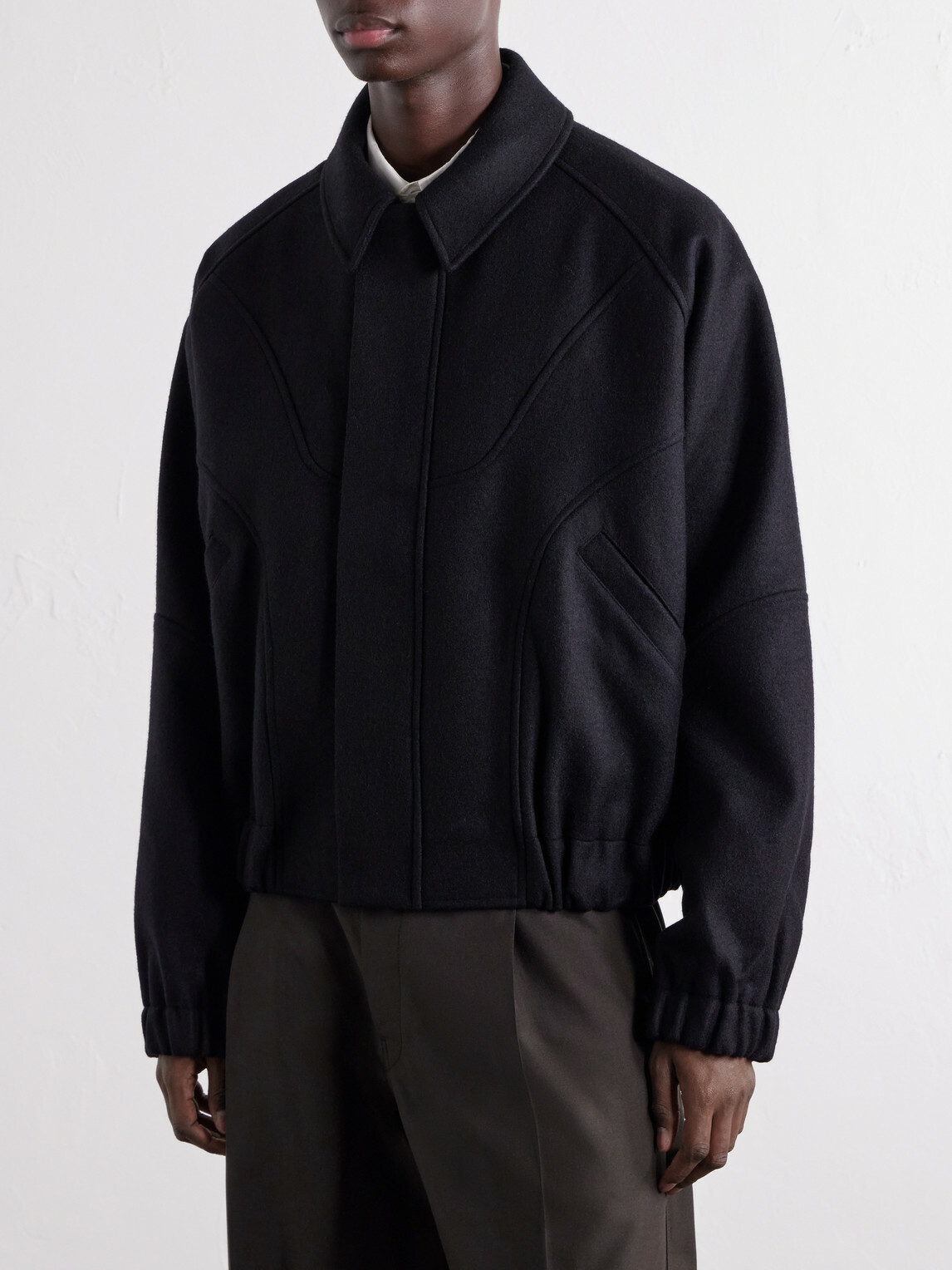 SAGE NATION - Jiji Paneled Melton Wool Jacket - Black