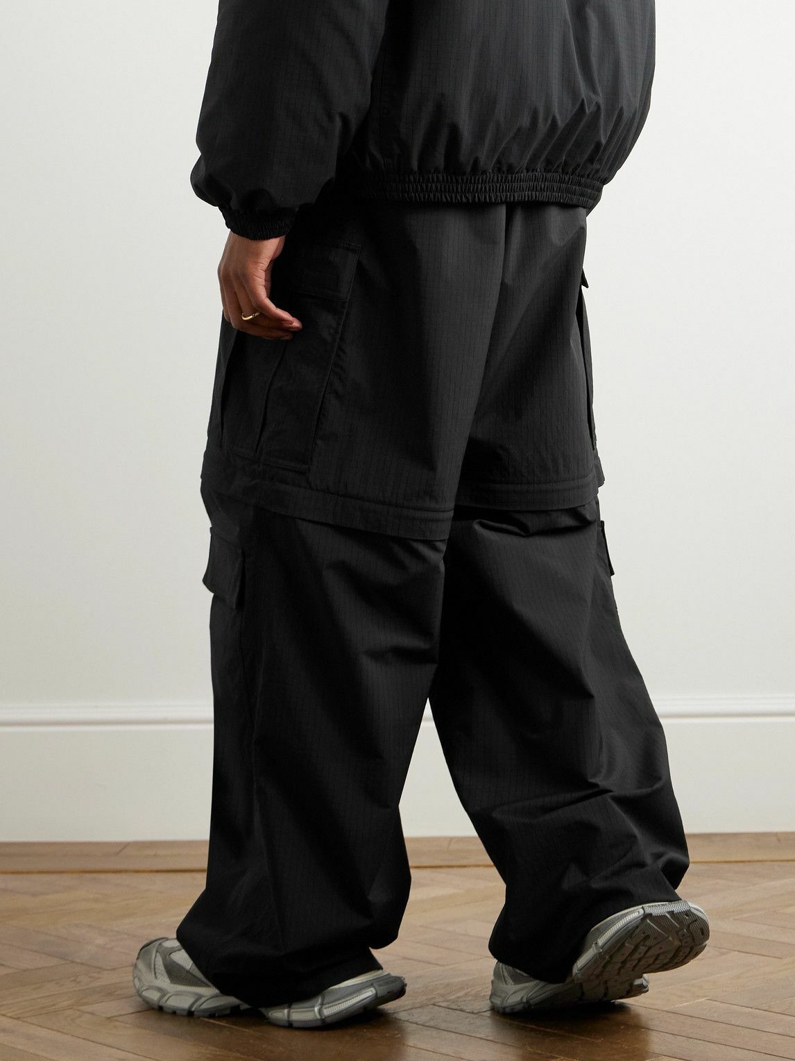 Balenciaga - Wide-Leg Logo-Embroidered Ripstop Cargo Trousers