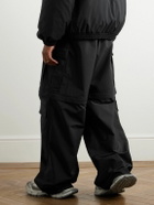 Balenciaga - Wide-Leg Logo-Embroidered Ripstop Cargo Trousers - Black
