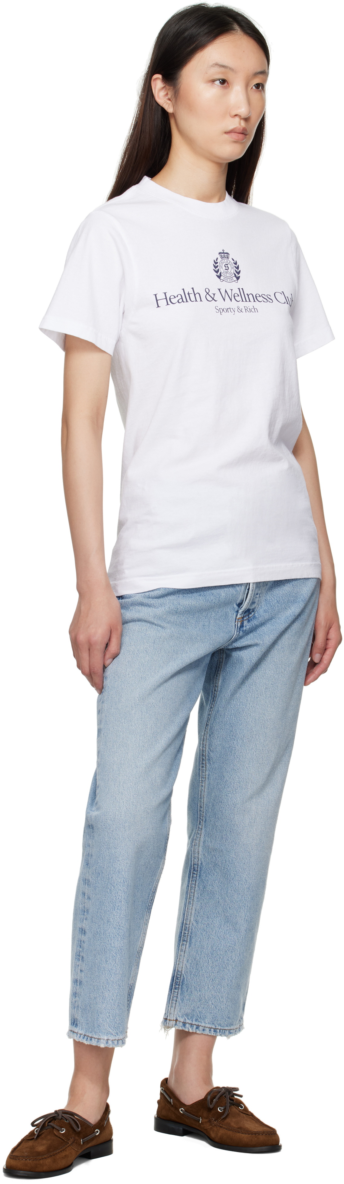 Sporty & Rich White H&W Crest T-shirt