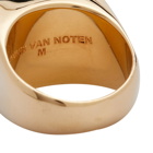Dries Van Noten Men's Square Front Ring in Gold