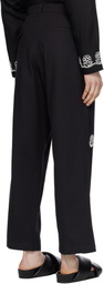 HARAGO Black Beadwork Embroidered Trousers