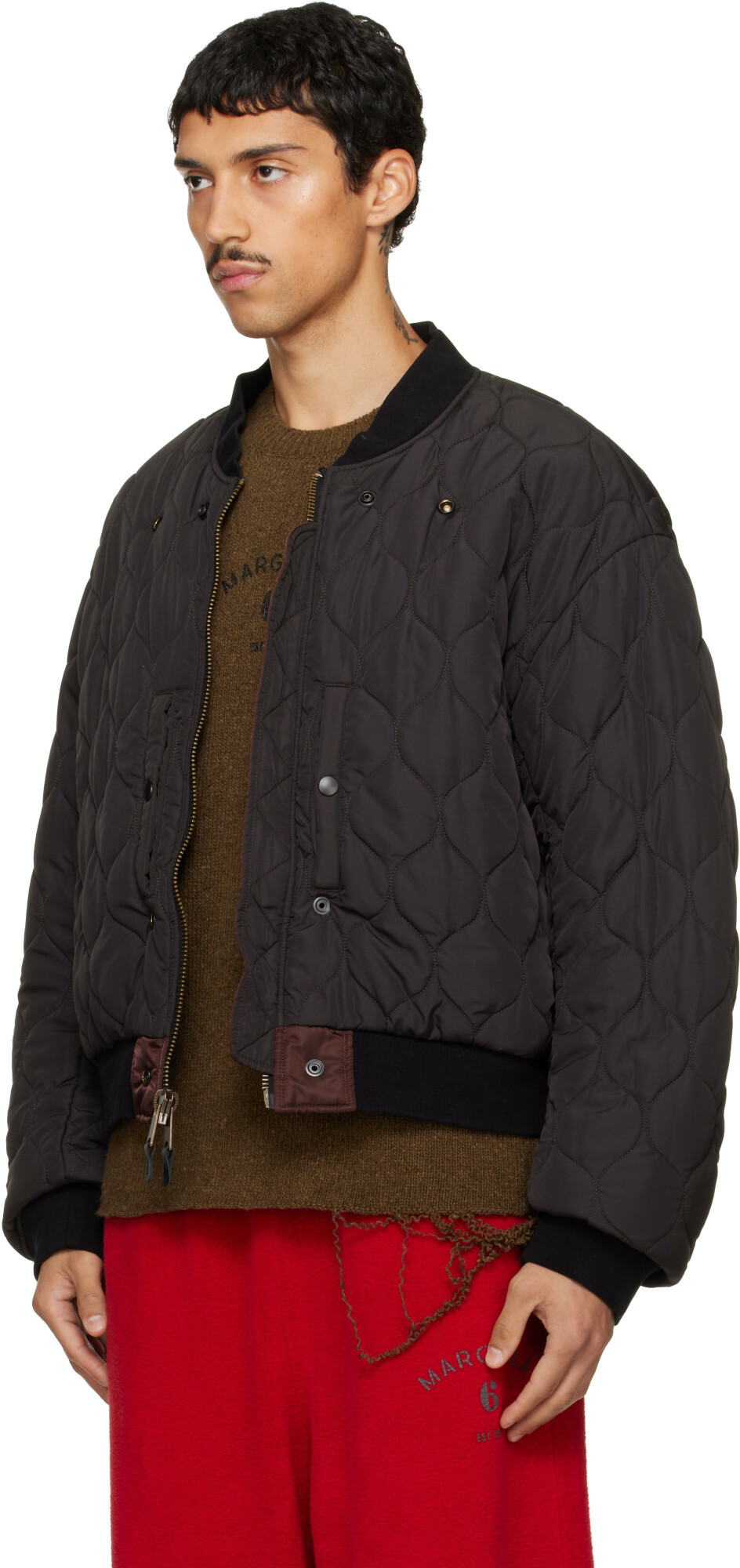 Maison Margiela Brown & Black Reversible Bomber Jacket