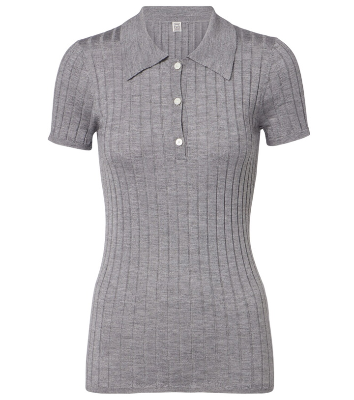 Photo: Toteme Ribbed-knit cashmere and silk polo shirt