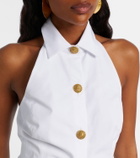 Balmain Pleated cotton poplin minidress