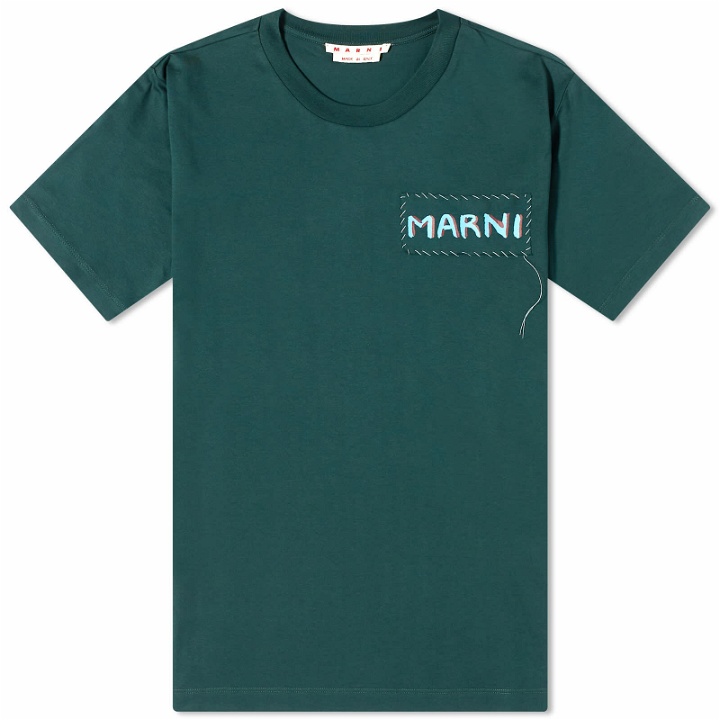 Photo: Marni Men's Stitch Logo T-Shirt in Spherical Green