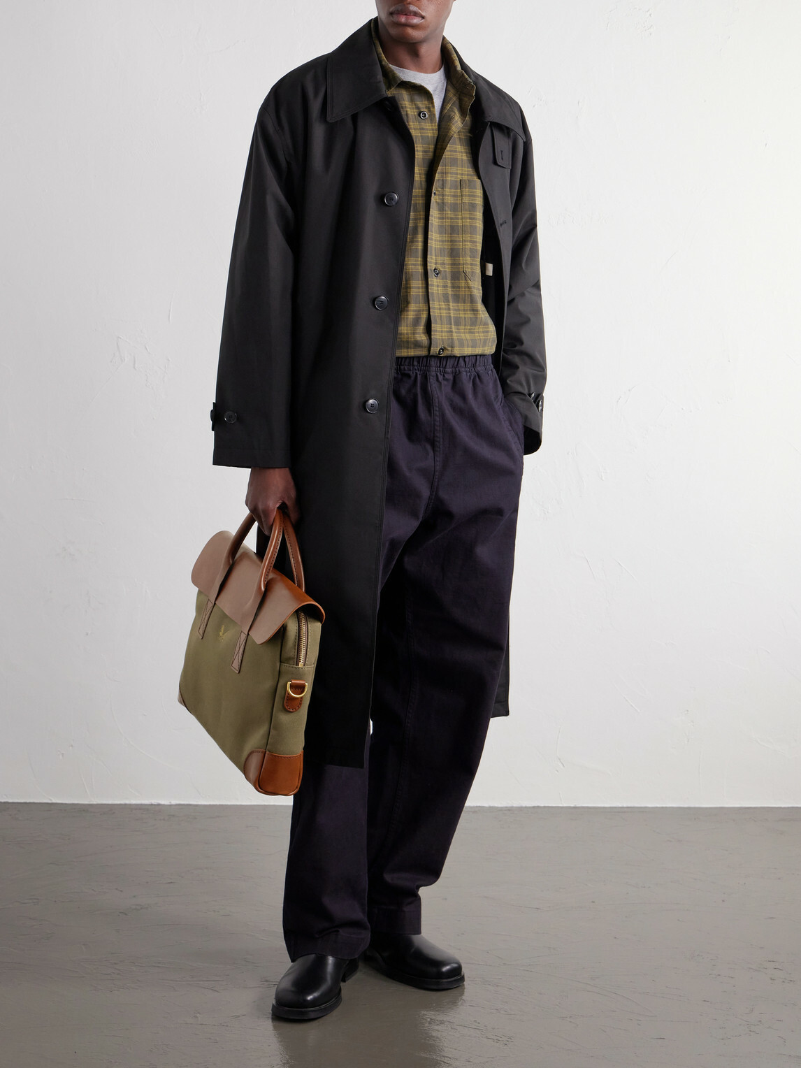 Bennett Winch - Leather-Trimmed Cotton-Twill Briefcase - Green