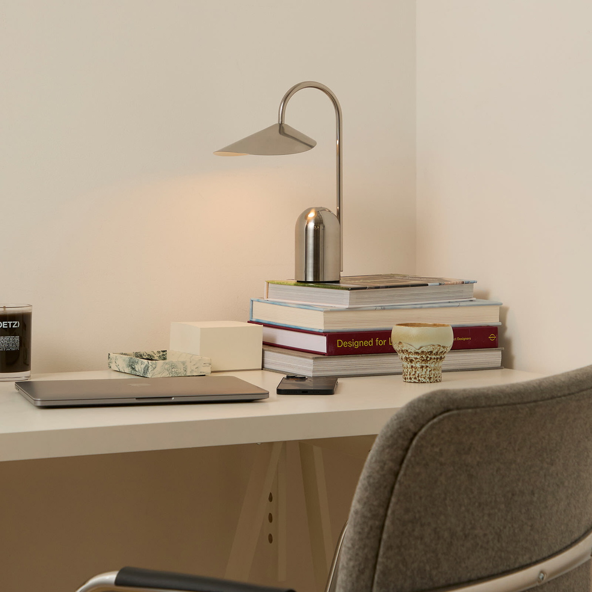 ferm LIVING Arum Portable Lamp in Stainless Steel 