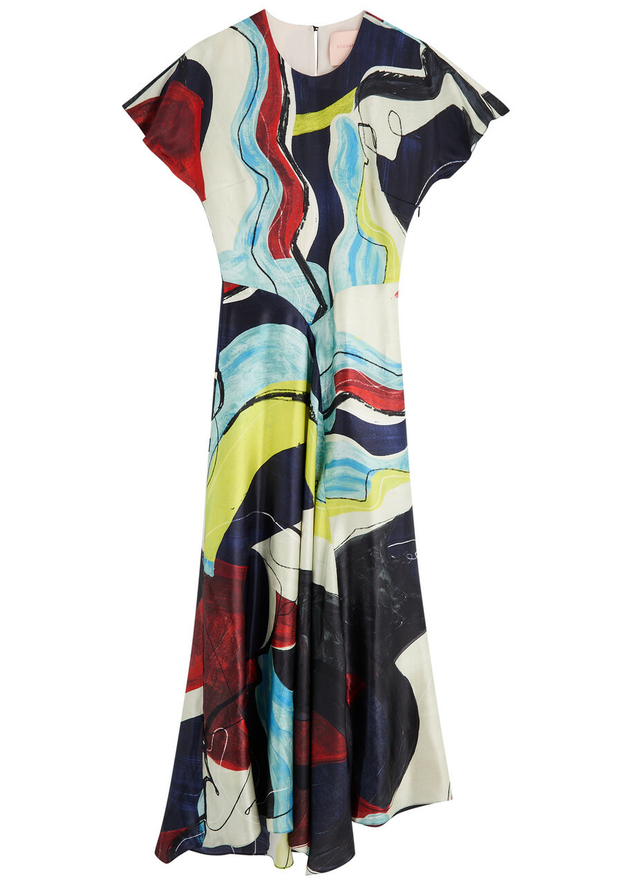 Roksanda Adriana Printed Satin Midi Dress Multicoloured 1
