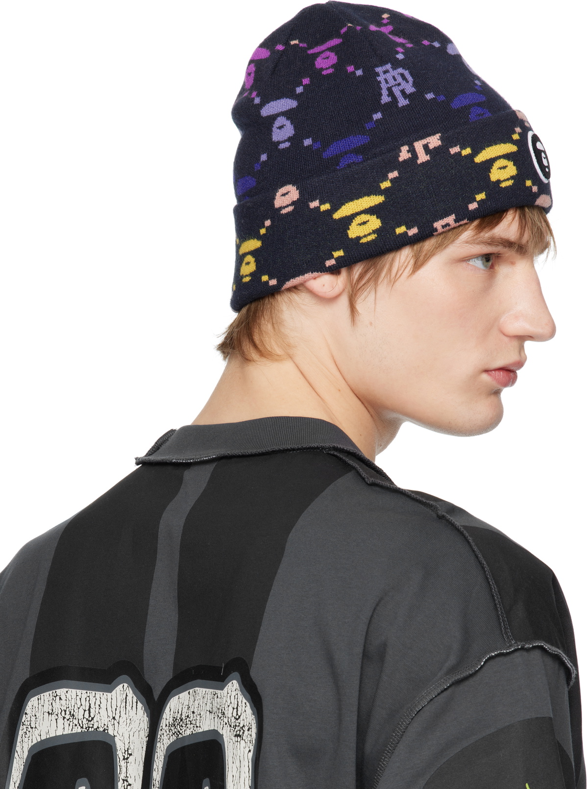 AAPE by A Bathing Ape Navy Aape Main Beanie AAPE by A Bathing Ape
