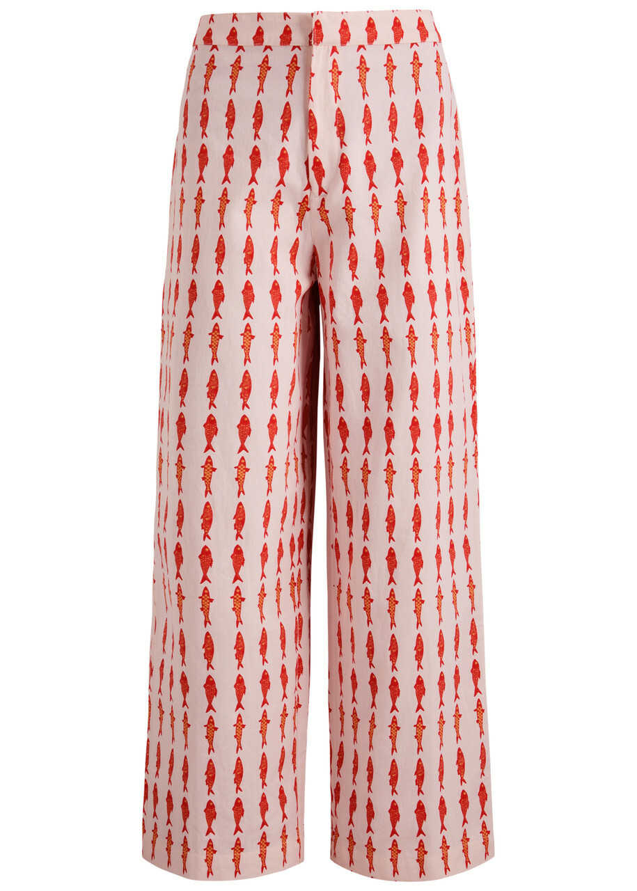 Never Fully Dressed Marina Marra Printed Cotton Trousers White