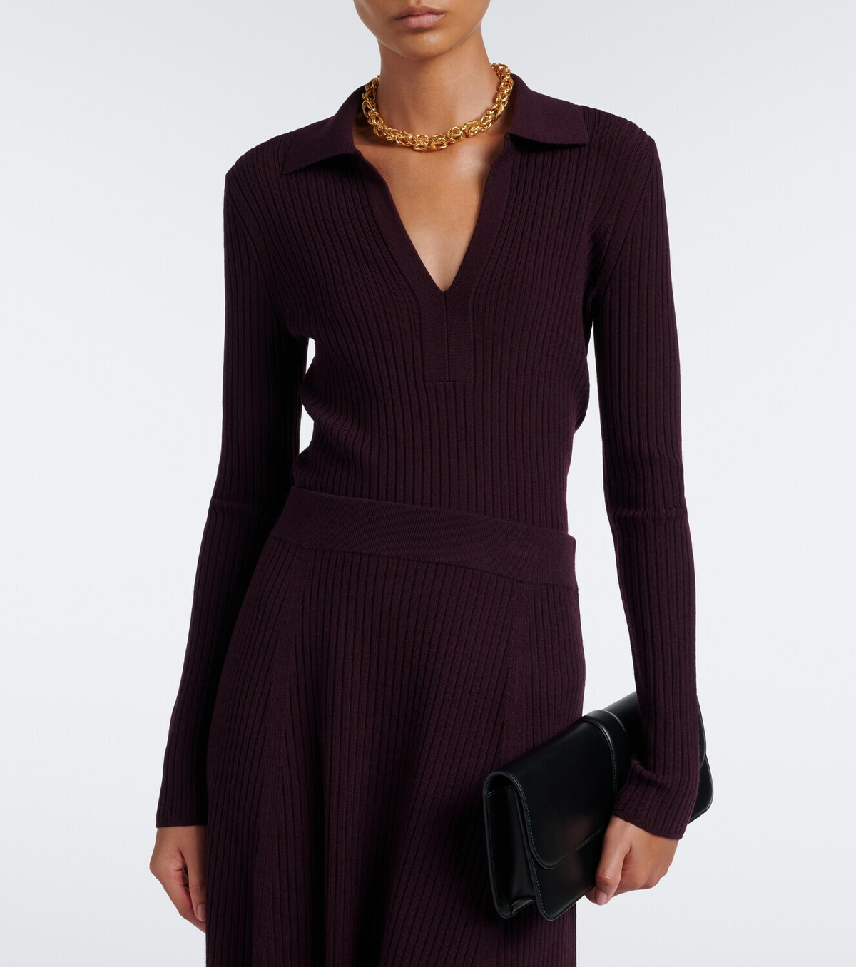 Joseph Ribbed-knit wool-blend polo sweater