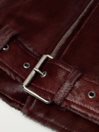 Dries Van Noten - Belted Calf Hair Biker Jacket - Burgundy