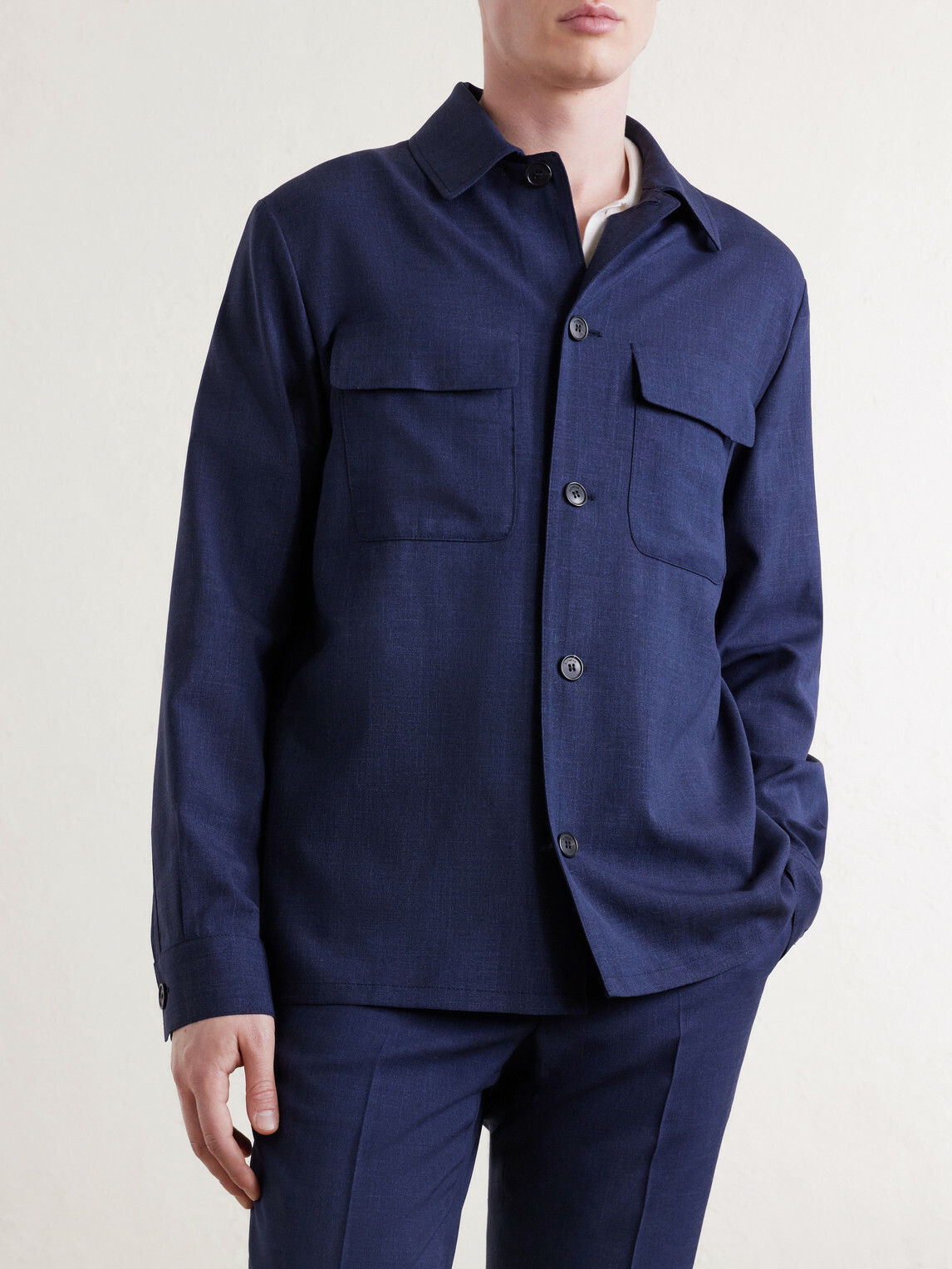 Slowear - Wool, Silk and Linen-Blend Overshirt - Blue
