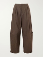 Amomento - Cotton-Blend Wide-Leg Trousers - Brown