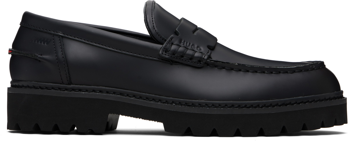 【関税込み】Hugo ブラック Double Stitching ローファー Hugo Black Double Stitching Loafers Hugo Boss