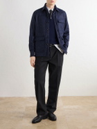 De Petrillo - Houndstooth Virgin Wool Overshirt - Blue