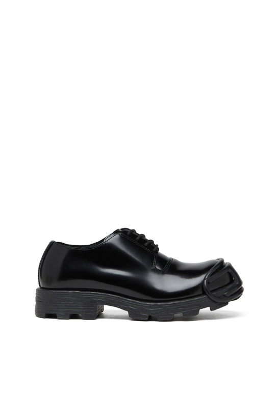 Photo: Diesel D-Hammer-Leather lace-up shoes with oval D toe cap - Lace Ups and Clogs Mens in Black