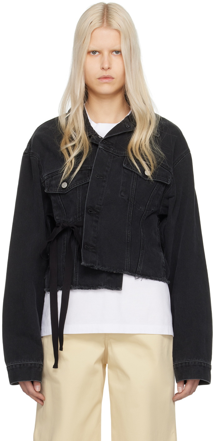 MM6 Maison Margiela Black Faded Denim Jacket MM6 Maison Margiela