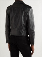 SAINT LAURENT - Cropped Embellished Leather Biker Jacket - Black