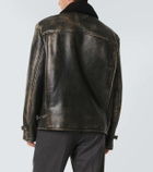 Prada Shearling-trimmed leather jacket